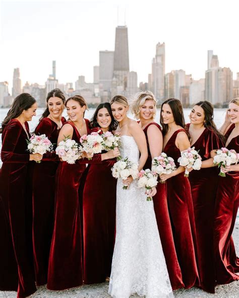 burgundy bridesmaid dresses winter wedding.